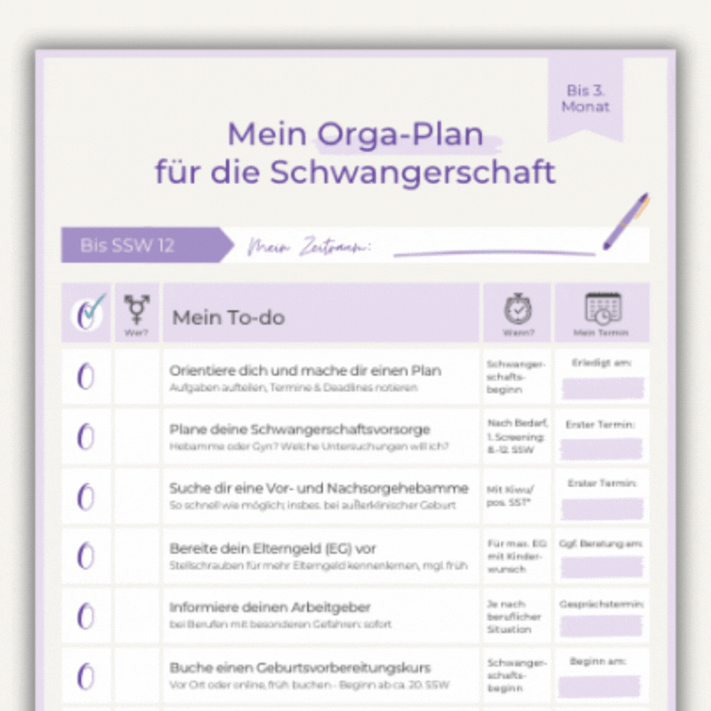 ORGAMAMI To-do Checkliste für die Schwangerschaft